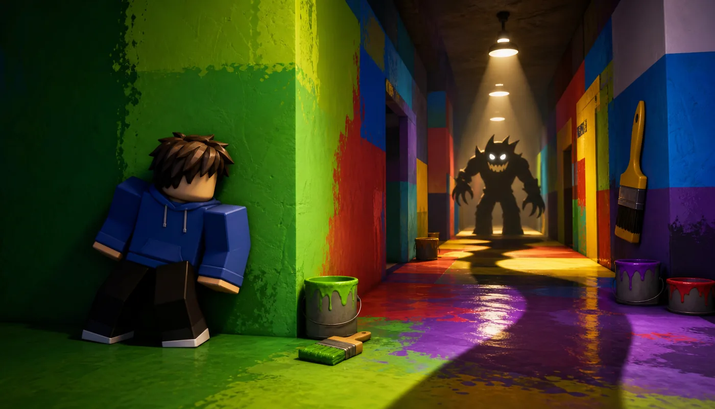 Editorial Color or Die Chapter 2 hiding route illustration with wall color and monster path
