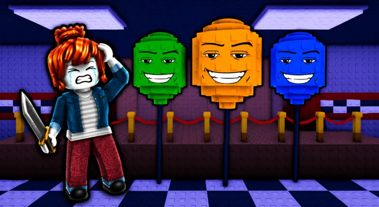 Paint And SEEK Roblox thumbnail showing colored painted surfaces beside a player